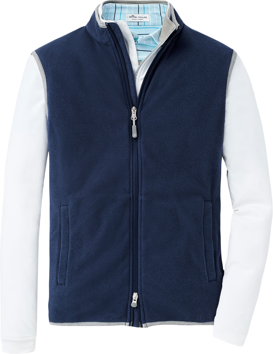 Peter Millar All Day MicroFleece FullZip Golf Vests in Lake blue